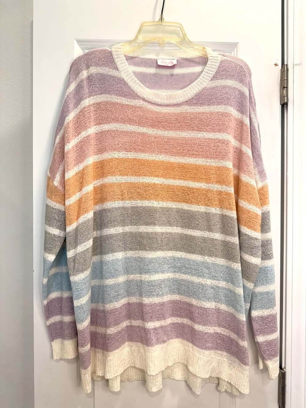 Pink Lily Multicolored Striped Knit Lightweight Sweater XL